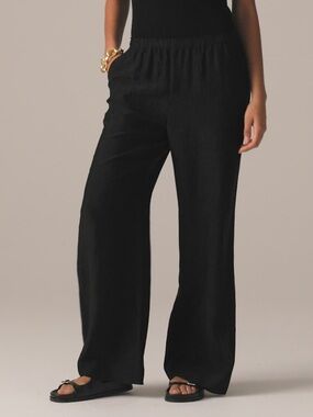 Lord & Taylor Linen Wide Leg Pants Women's Size 14 Black